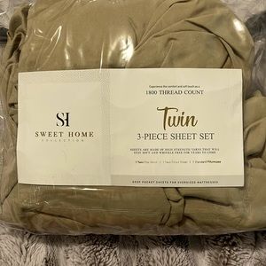 Sweet home, twin size sheets.